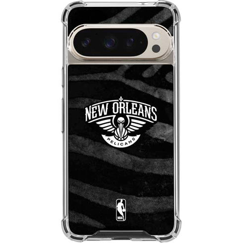 NBA New Orleans Pelicans Black Animal Print Pixel 9/9 Pro Clear Case